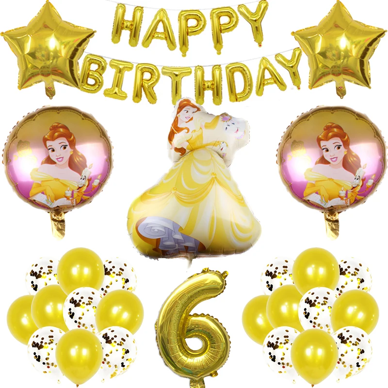 Juego de globos de helio de La Bella y La Bestia para ni&ntilde;os, globos de aluminio con n&uacute;mero de 32 pulgadas, decoraciones para fiesta de cumplea&ntilde;os, juguetes para ni&ntilde;os, 1 Juego-5