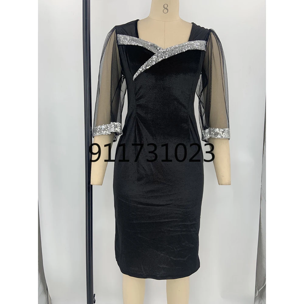 Женское летнее платье с квадратным вырезом и блестками размеры до 5XL |