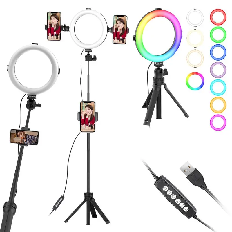 

VIJIM K9 8 inch RGB Ring Light Selfie Ring Light with 35.5'' Extendable Tripod Light Stand for youtube Live Stream Studio Light