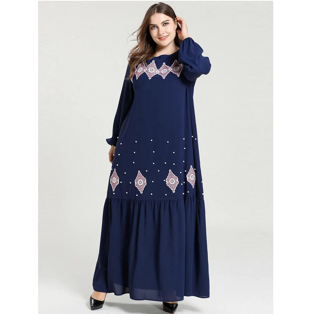 

Plus Size Abaya Kaftan Women Muslim Embroidery Long Maxi Dress Dubai Gown Ramadan Islamic Clothing Turkish Caftan Jilbab Robe