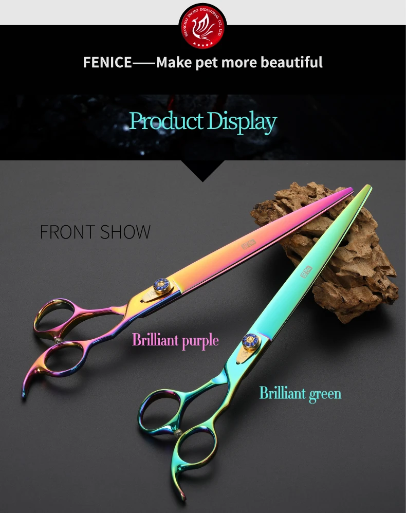 Fenice, 8,5 дюймов, профессиональные ножницы для домашних животных, ножницы для стрижки собак и кошек, прямые ножницы для ухода за домашними животными makas tesoura