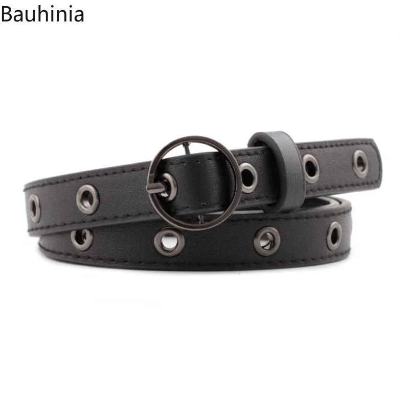 Bauhinia Retro Alloy Round Buckle Ladies Pin Buckle Belt Hollow Design 106*1.8cm Fashion All-match Jeans Belt 2022