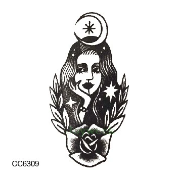 Водостойкая Временная тату наклейка луна принцесса старый школьный стиль