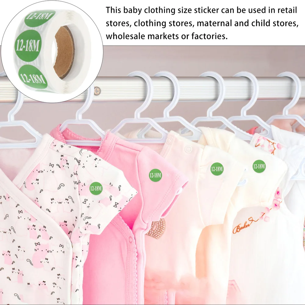 

2 Rolls Month Size Paper Sticker Label Clothing Size Adhesive Printed Sticker