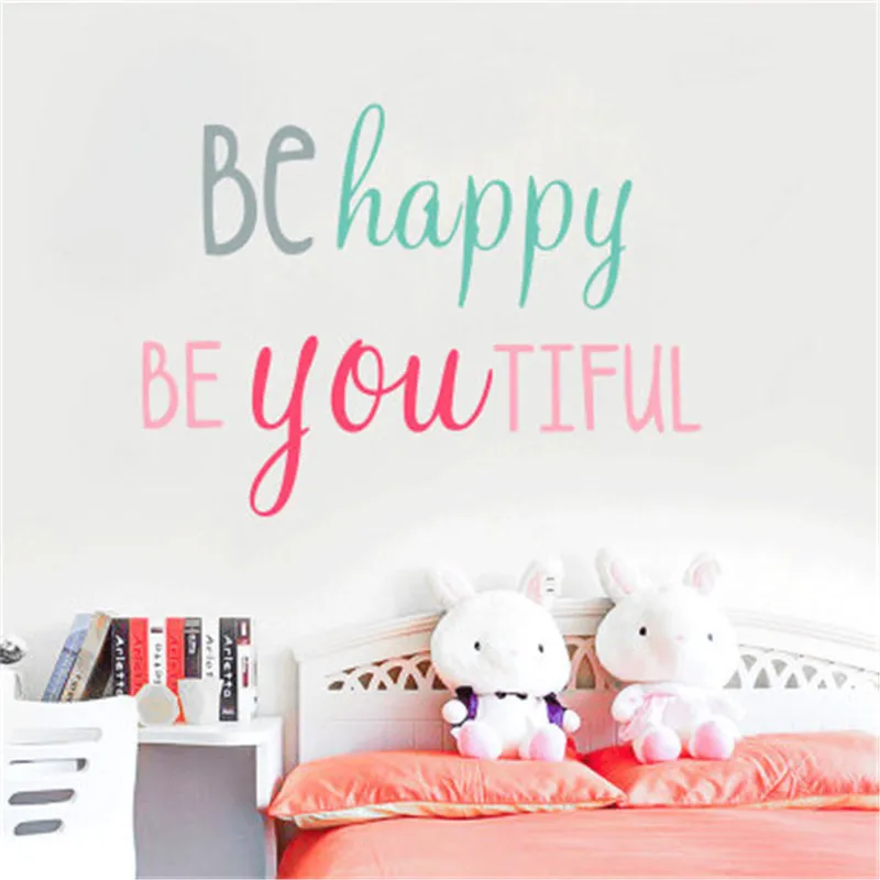 Счастливые цитаты семейные наклейки роспись домашний декор для детской спальни
