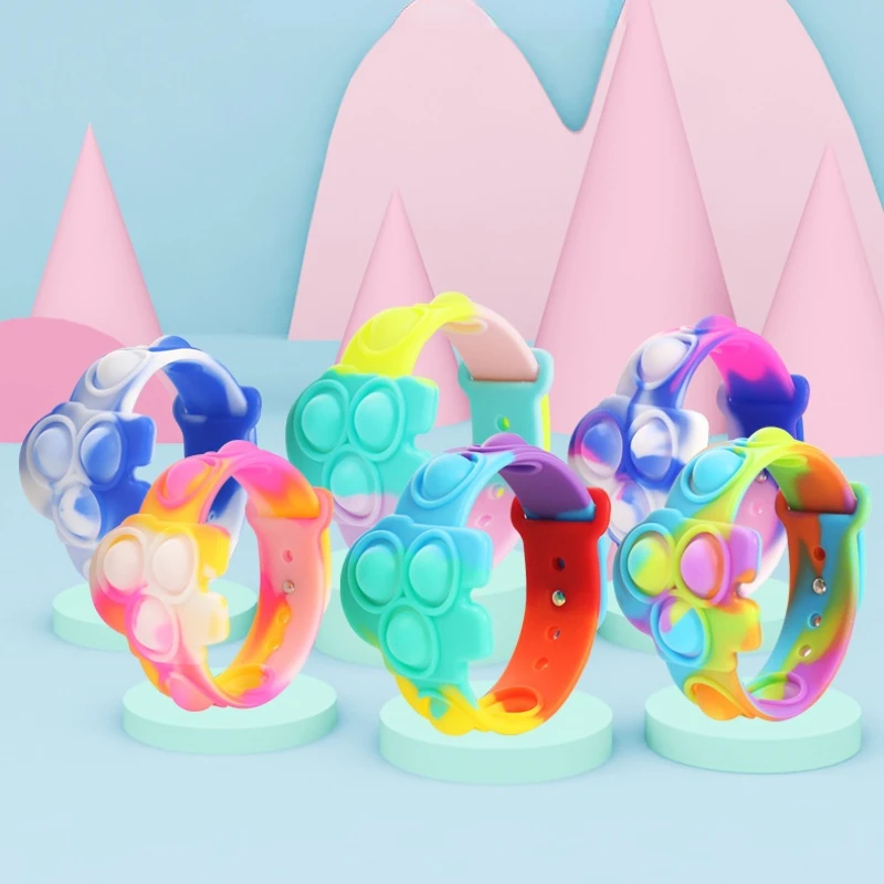 

Новинка 2021, Радужный Браслет, игрушки-антистресс, пузырьки, сенсорные Игры для аутизма, сжимаемые игрушки для снятия стресса