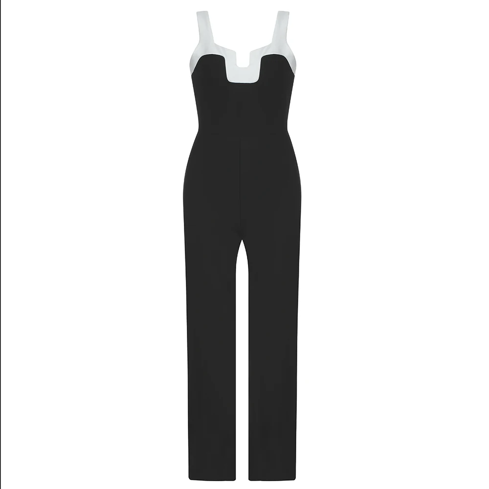 Женский Облегающий комбинезон на бретельках, черный элегантный винтажный комбинезон с V-образным вырезом и длинными брюками, 2020 от AliExpress RU&CIS NEW