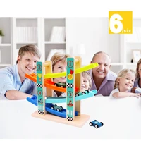 4 6 layer car montessori wooden toys plastic inertia coaster racing slide track early education kids for children gifts