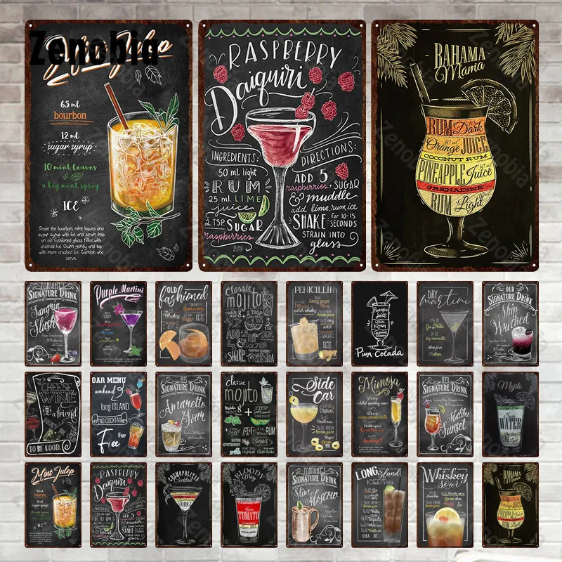 

Plaque Metal Vintage Mojito Tin Sign Plate Classic Fruit Mojito Beverage Wall Sticker Retro Metal Poster Bar Pub Club Cafe Decor