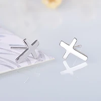 simple design silver plated cross stud earrings for women girls body penetration earring trend women street party jewelry