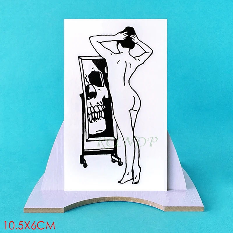 Водостойкая Временная тату наклейка элегантная танцевальная леди зеркальная