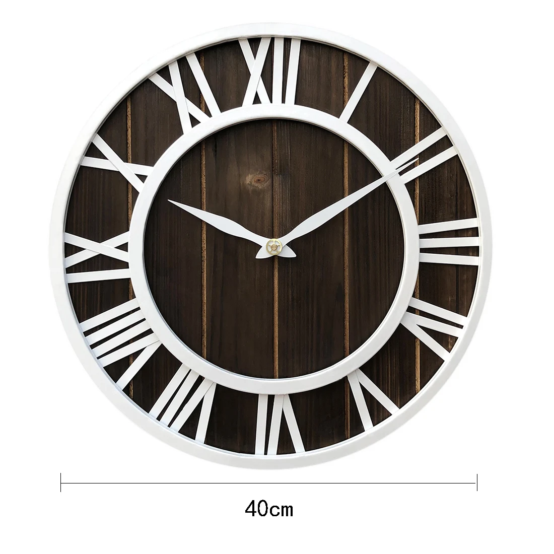 40 см Европейский стиль железные часы из цельного дерева бесшумные настенные
