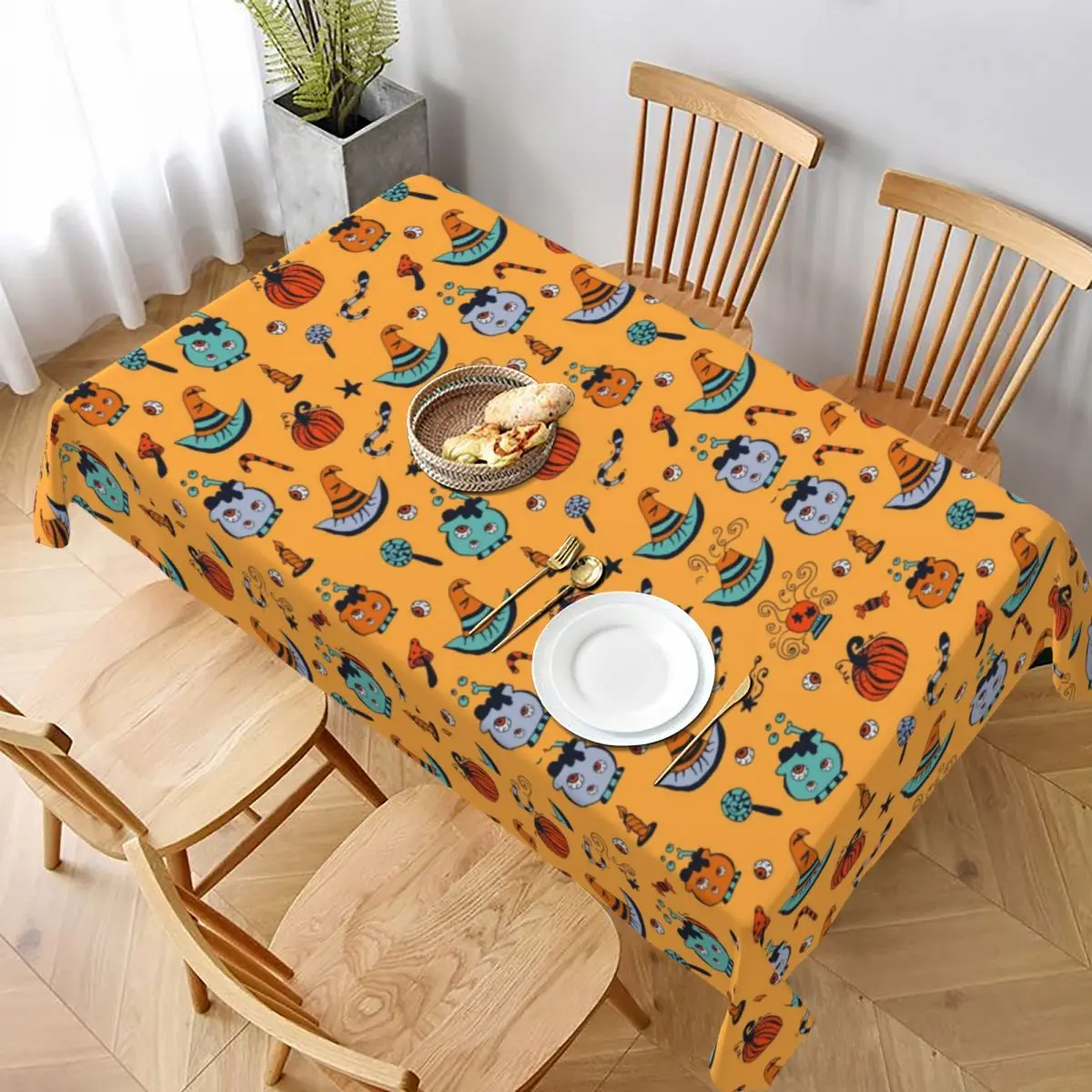 

Halloween Pumpkin Eyeball Candy Tablecloth Funny Modern Print Table Cover Dining Wholesale Protection Polyester Table Cloth