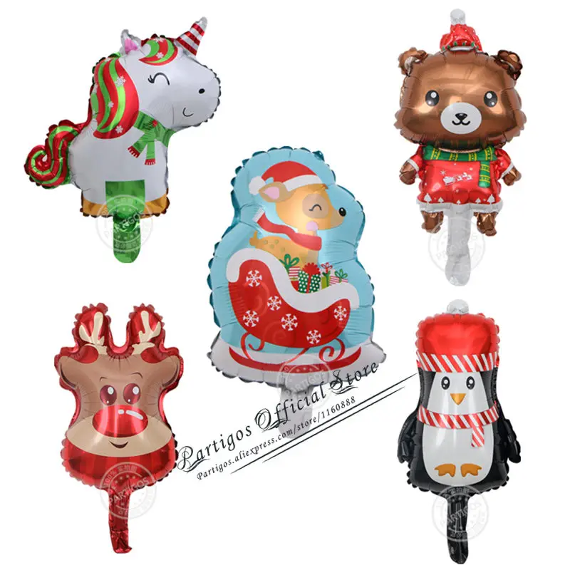 5pcs mini animals Мини шары для рождественской вечеринки Санта Клаус фольгированный баллон из гелий глобс рождественские шарики с колокольчиками Рождественские шары Декор рождественские принадлежности - Цвет: 5pcs mini animals