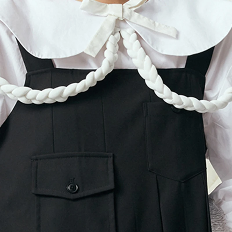 

[EAM] Women Black Pleated Pocket Asymmetrical Dress New Slash Neck Sleeveless Loose Fit Fashion Tide Spring Summer 2021 1DD6221