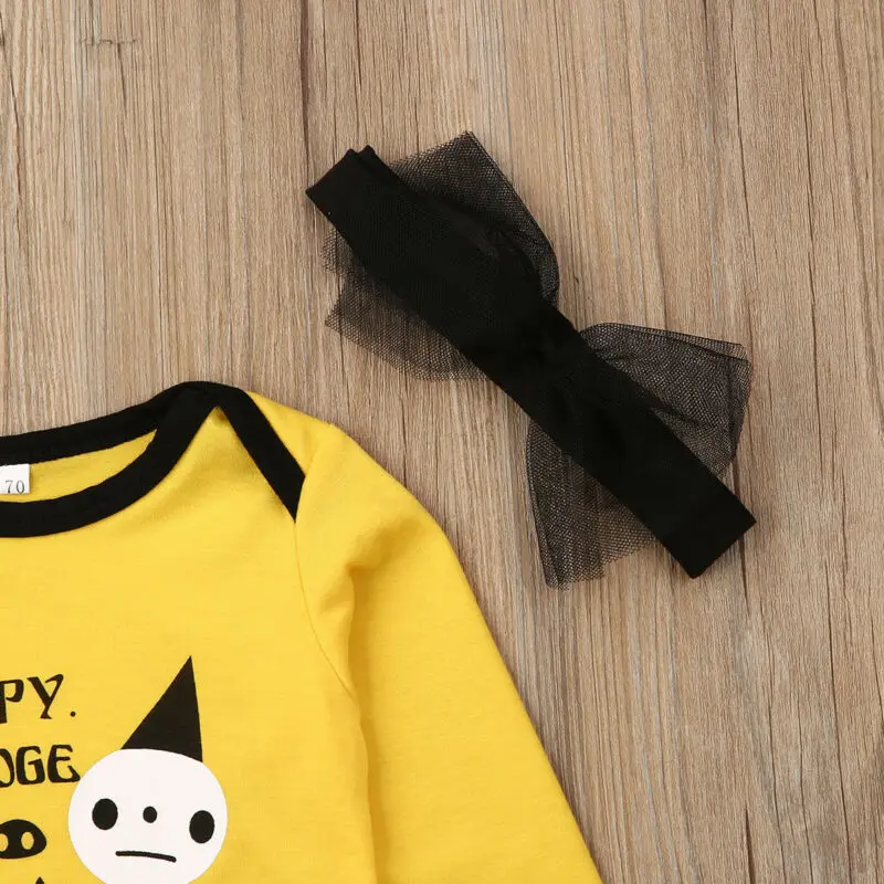 Одежда для новорожденных девочек на Хеллоуин топы с буквенным принтом