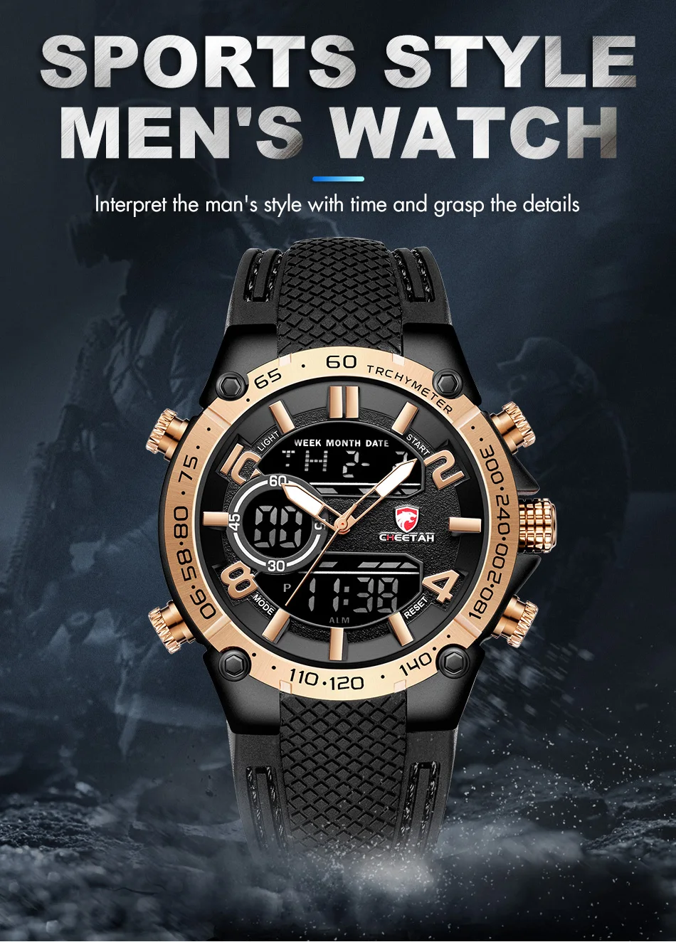 Топ люксовый бренд CHEETAH мужские часы модные спортивные наручные Цифровые кварцевые аналоговые часы водонепроницаемые мужские часы Relogio Masculino