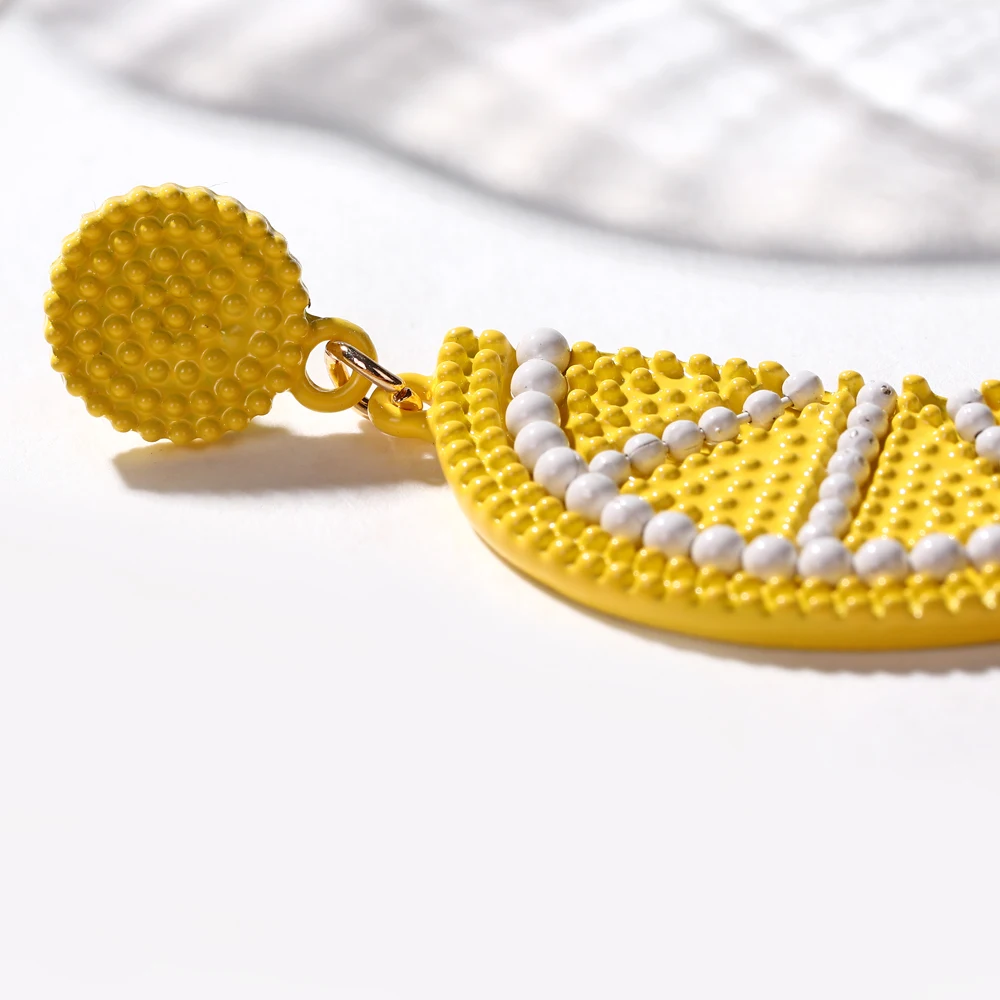 Летний Новый дизайн тропические фрукты желтый лимон бусы серьги с подвеской для