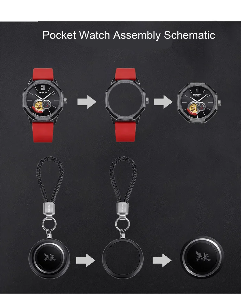 Luxury Brand ROSDN Men's Watches Japan MIYOTA 8N40 Automatic Mechanical Pocket Watch Man Sapphire Skeleton 50M Waterproof R2189