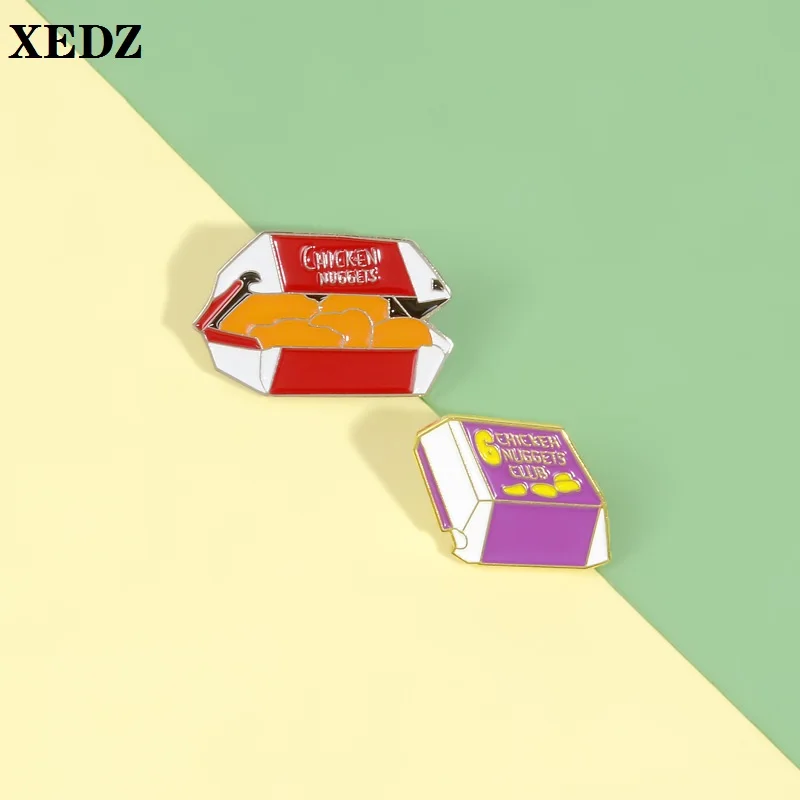 XEDZ вкусные куриные Nuggets фаст-фуда Веселый эмалированный значок мультяшная еда