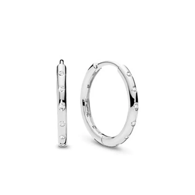 

100% S925 Silver New Spray Hoop Water Drop Fashion PAN Earrings Women's Wedding Day Gift Diy Charm Boutique Jewelry