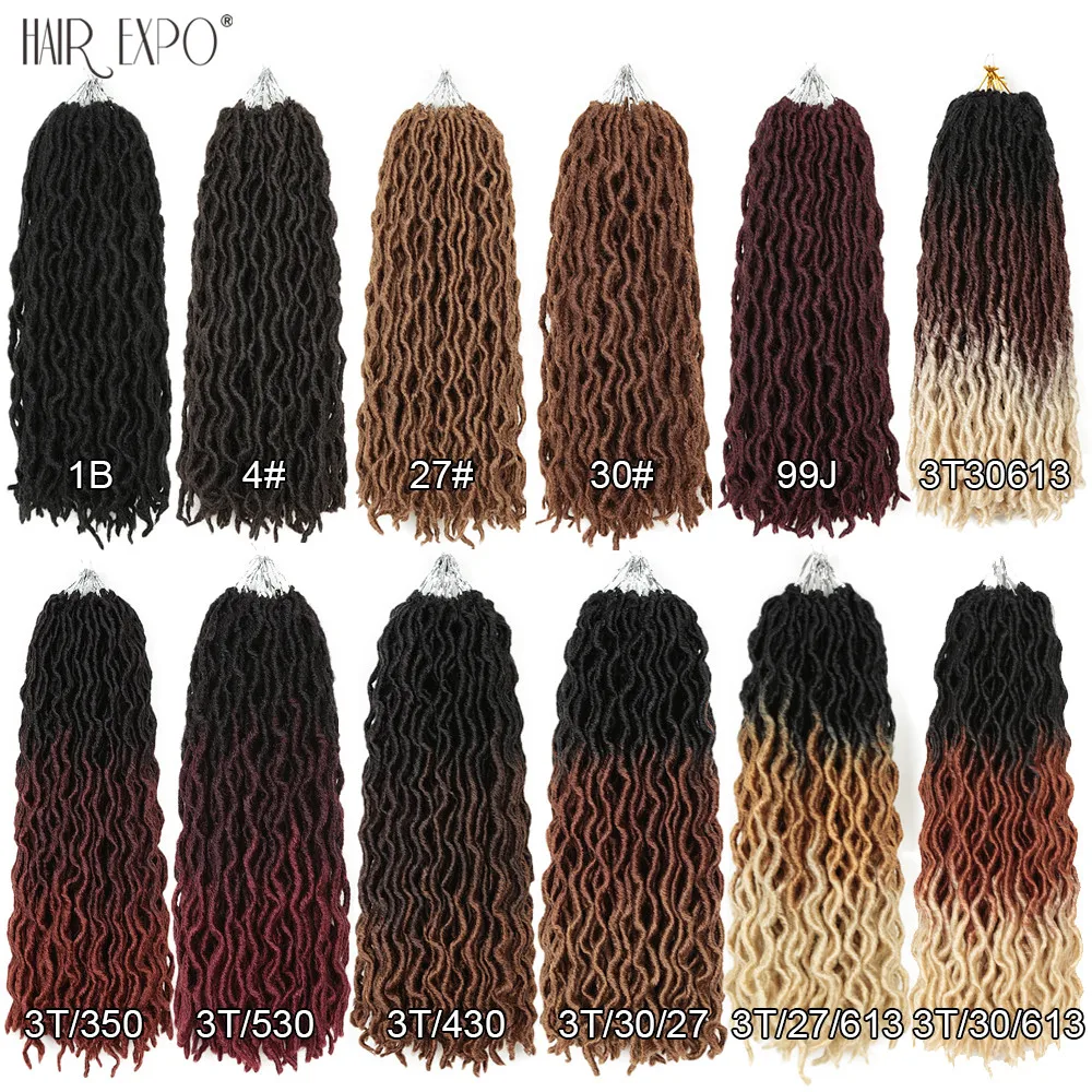 18 дюймов накладные волосы на крючке богиня Faux Locs Curly крючках косички мягкие
