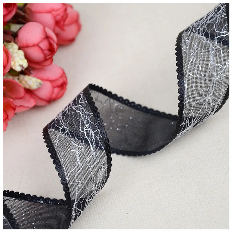 20 ярдов 25 мм атласная лента из органзы для края золотого и серебряного цвета