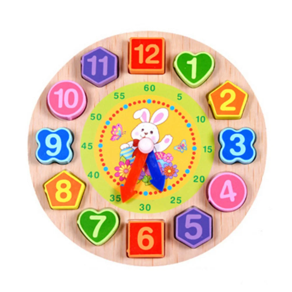 As Shown Деревянные игрушки Красочные 12 чисел часы игры Цифровой Геометрии познавательный, на поиск соответствия часы игрушки Детские Дети Ранние обучающие игрушки, пазлы - Цвет: As Shown