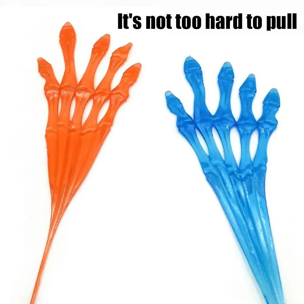 

Tpr Soft Halloween Hand Skeleton Human Hand Bones Creative Elastic Tricky Retractable Vent Palm Hands Sticky L7Y1