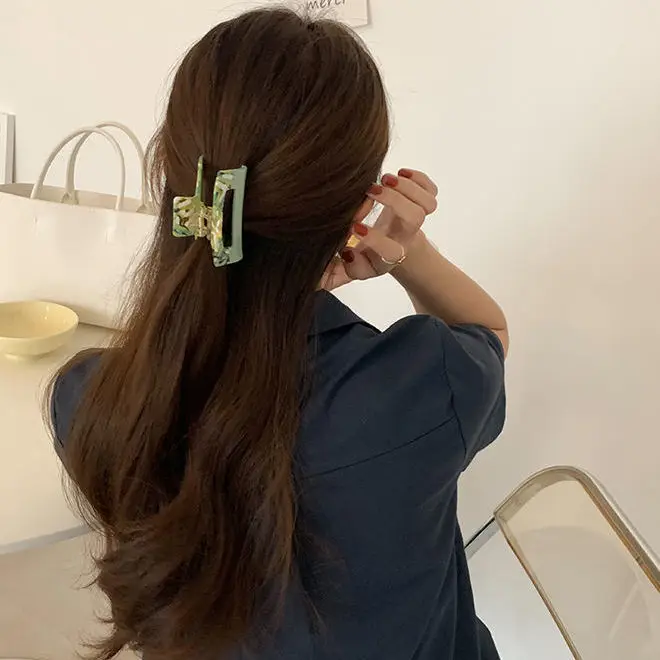 

Texture Color Blocking Acetate Clips Super Fairy Girl Hair Grip Clip Coiled Hair Shark Clip Hair Ornaments Headdress