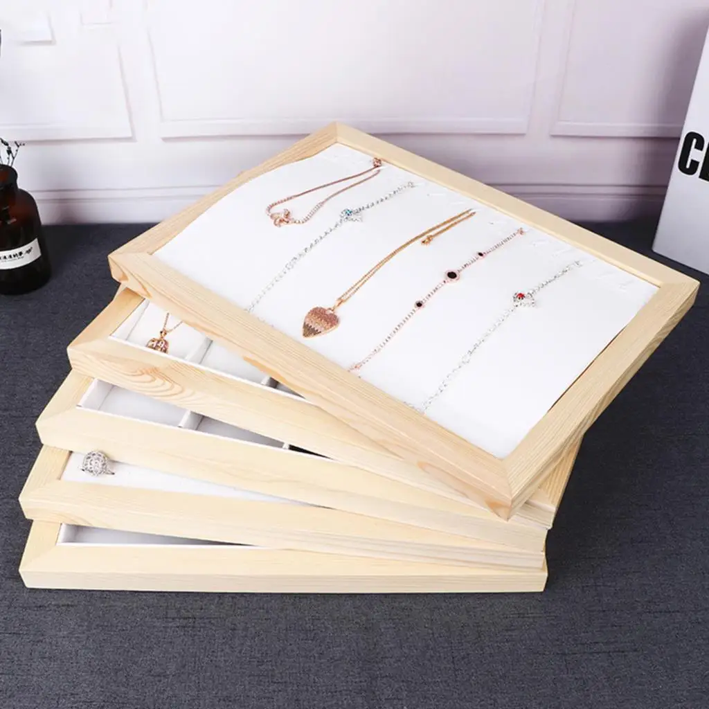

Doreen Box PU & Wood Jewelry Displays Jewelry Storage Case Showcase Rectangle Earrings Jewelry Display Organizer Box Tray Holder
