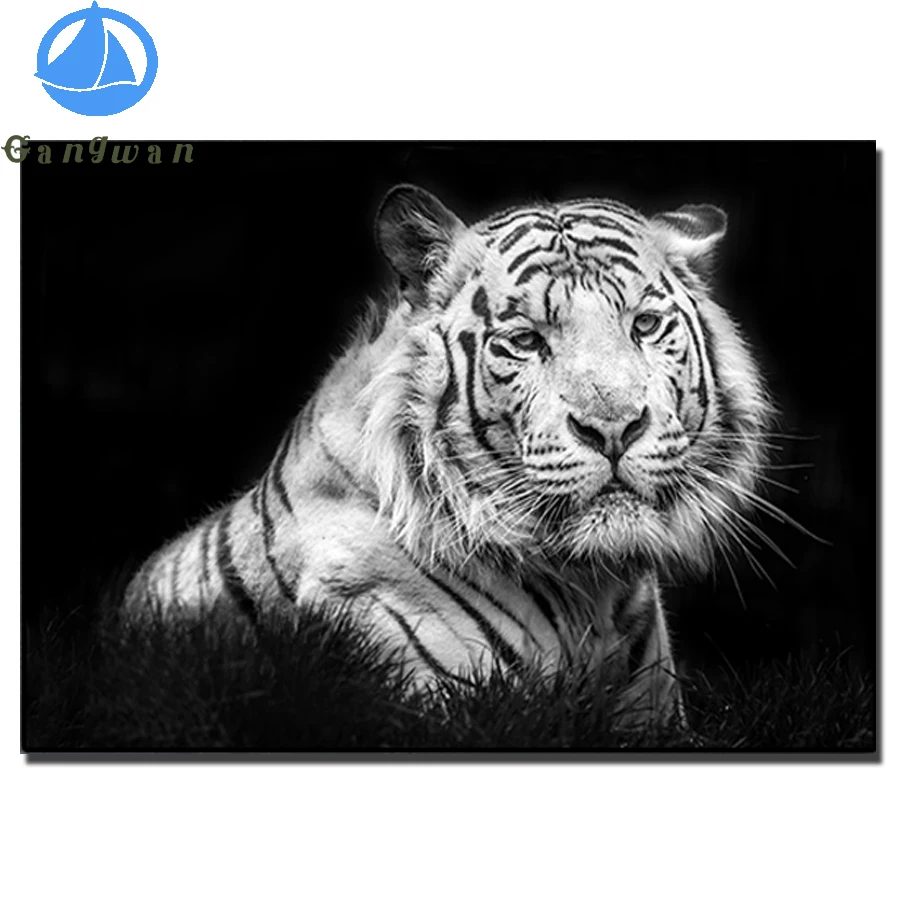 

Алмазная вышивка с животными черно-белая искусство Вышивка крестиком алмазная живопись тигр полная квадратная мозаика Стразы хобби ручной работы