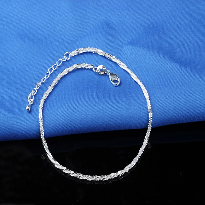 Trendy Hamsa S925 stamp Anklet Bracelet On The Leg For Women Fashion Plata plated rotate Chian On Foot Girl Beach Ankle Bracelet