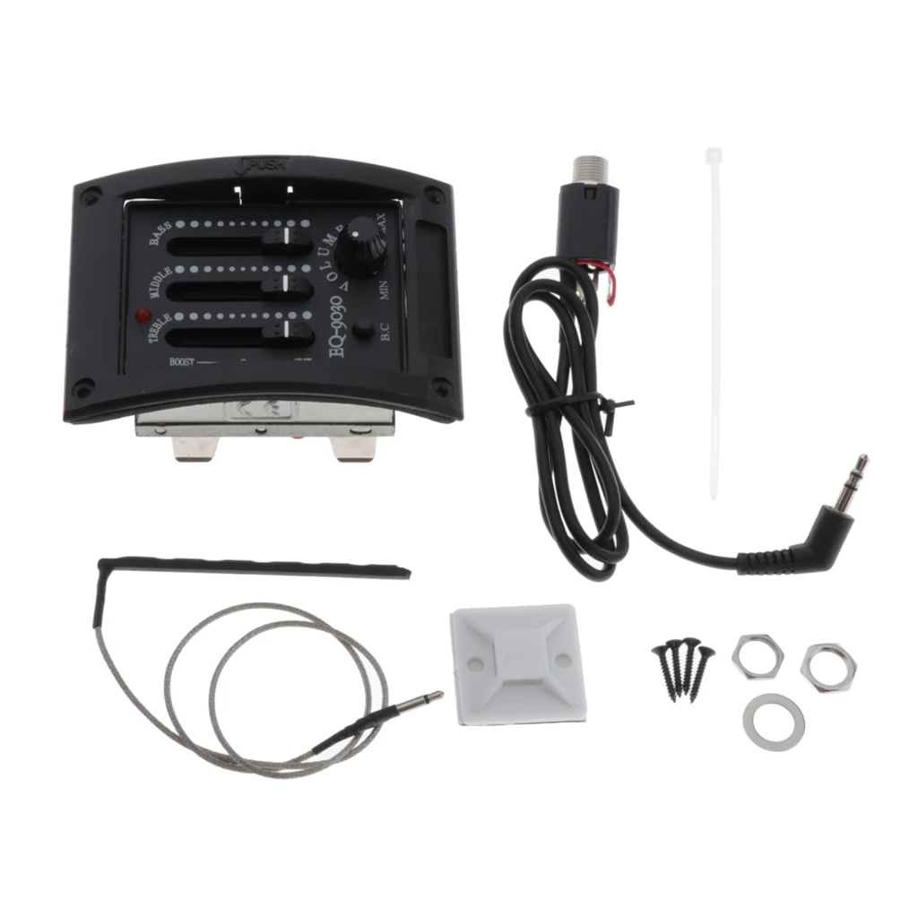 

1 шт. звукосниматель для акустической гитары эквалайзер Piezo Пикап тюнер в комплекте 3 ремешка