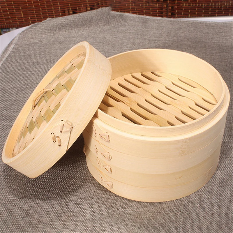 

One Cage and One Cover Cooking Bamboo Steamer Fish Rice Vegetable Snack Basket Set Kitchen Cooking Tools
