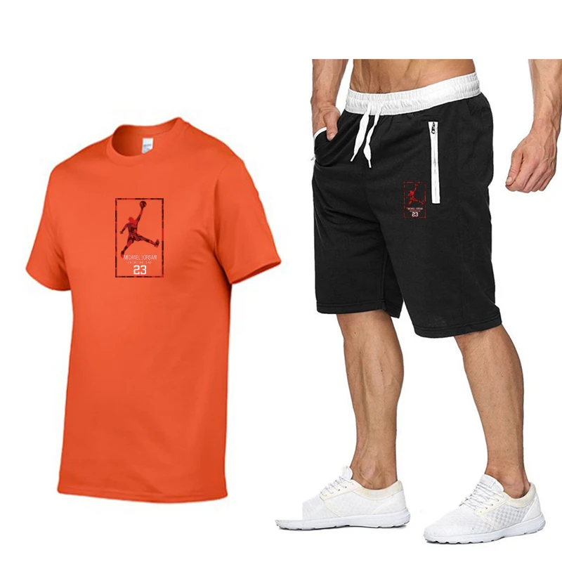 

New men's sportswear 2020 summer two-piece men's short-sleeved T-shirt top shorts suit men's sportswear fitness running clothes
