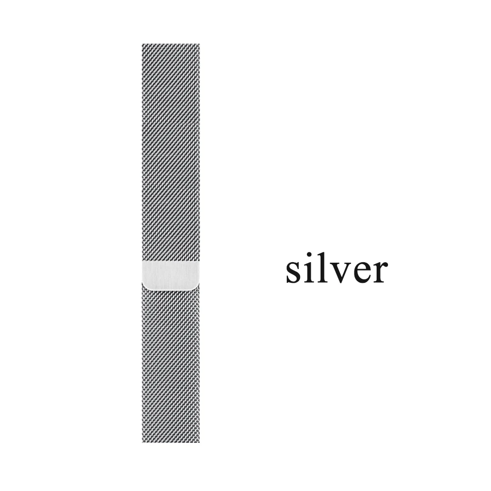 silver Ремешок из нержавеющей стали для Apple watch 38 мм 42 мм Миланская петля браслет на магнитной застежке ремешок 40 мм 44 мм для iWatch серии 5 4 3 2 1 - Цвет ремешка: silver