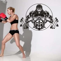 gorilla gym sticker fitness dumbbell decal body building posters vinyl wall decals pegatina quadro decor mural gym sticker