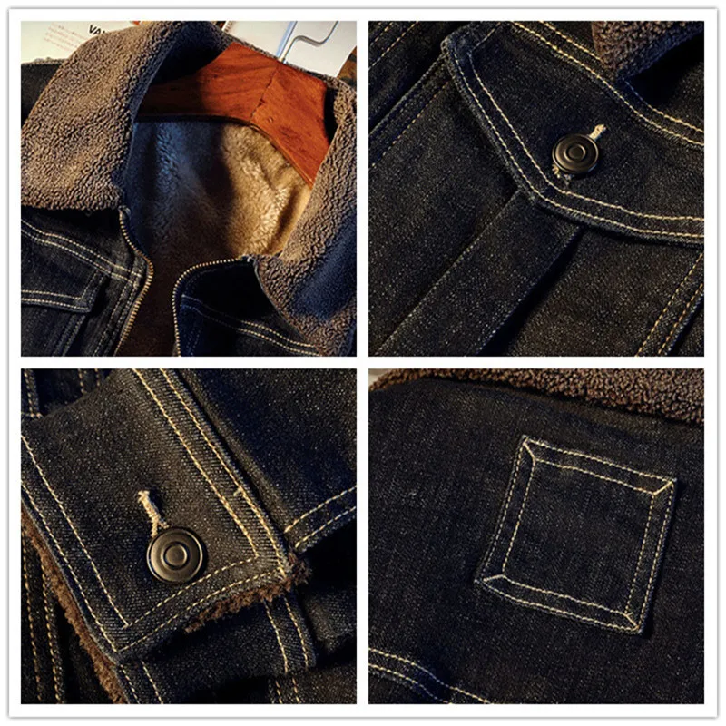 JDDTON Мужская Осенняя Теплая Флисовая джинсовая куртка 5XL Повседневная модная