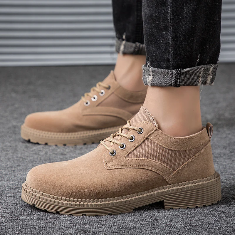 

Мужские повседневные классические туфли из коровьей замши, модные туфли Martin с низким верхом, удобные универсальные оксфорды на шнуровке, му...