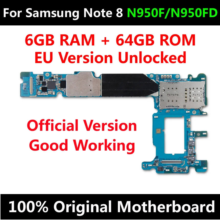 Оригинальная материнская плата для телефона Samsung Note 8 N950U N950F N950FD завод