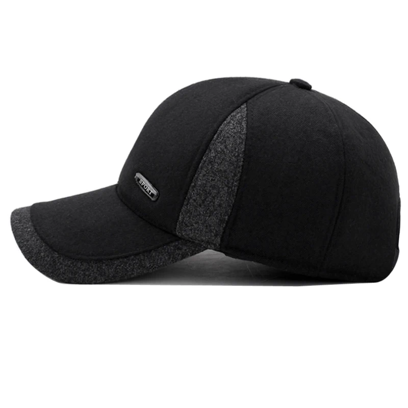 Auturnn теплая Мужская Зимняя шерстяная бейсбольная кепка с ушами зимняя утолщенная