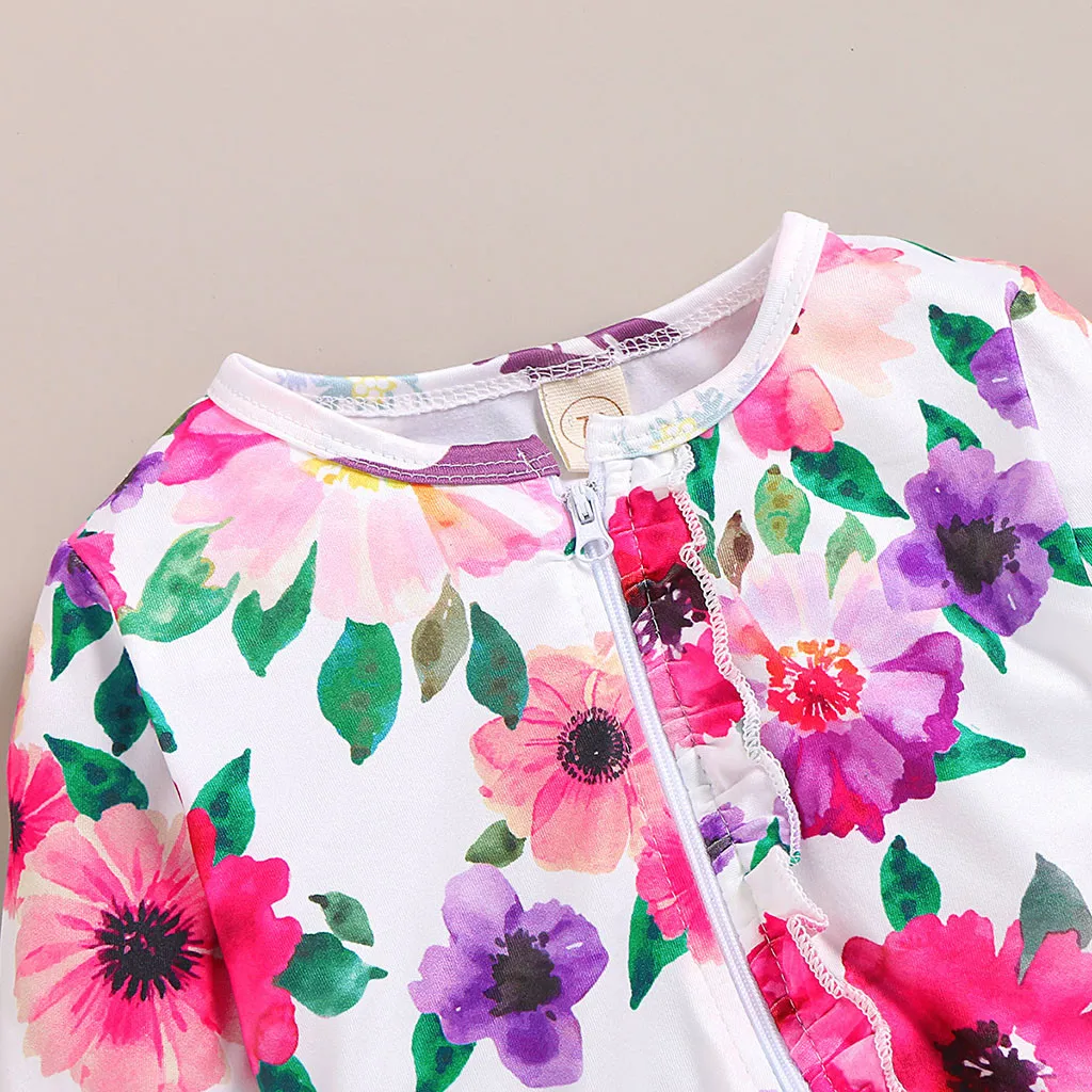 Детский комбинезон с длинным рукавом цветочным принтом|Ромперы| |