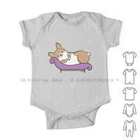sleeping corgi newborn baby clothes rompers cotton jumpsuits corgi dog puppy sleep band bed chaise lougue pet cute animal