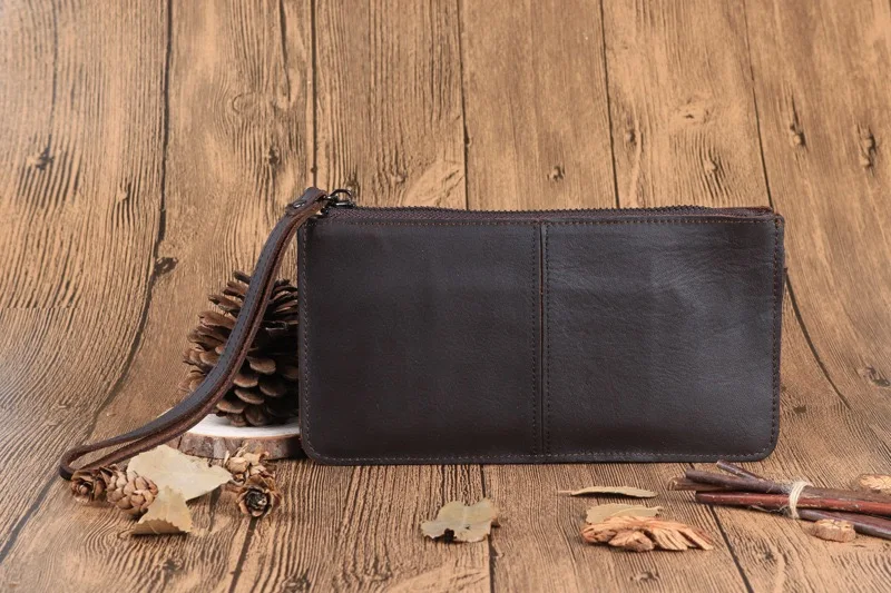 

Men's Long Head Layer Oil Wax Leather Clutch Large Capacity Men's Clutch