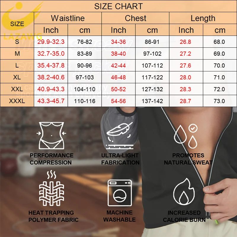 

LAZAWG Mens Sauna Sweat Suits Gym Body Shaper Slimming Shirts Underwear Waist Trainer Vest Tank Tops Shaper Belt Sweat Cinche
