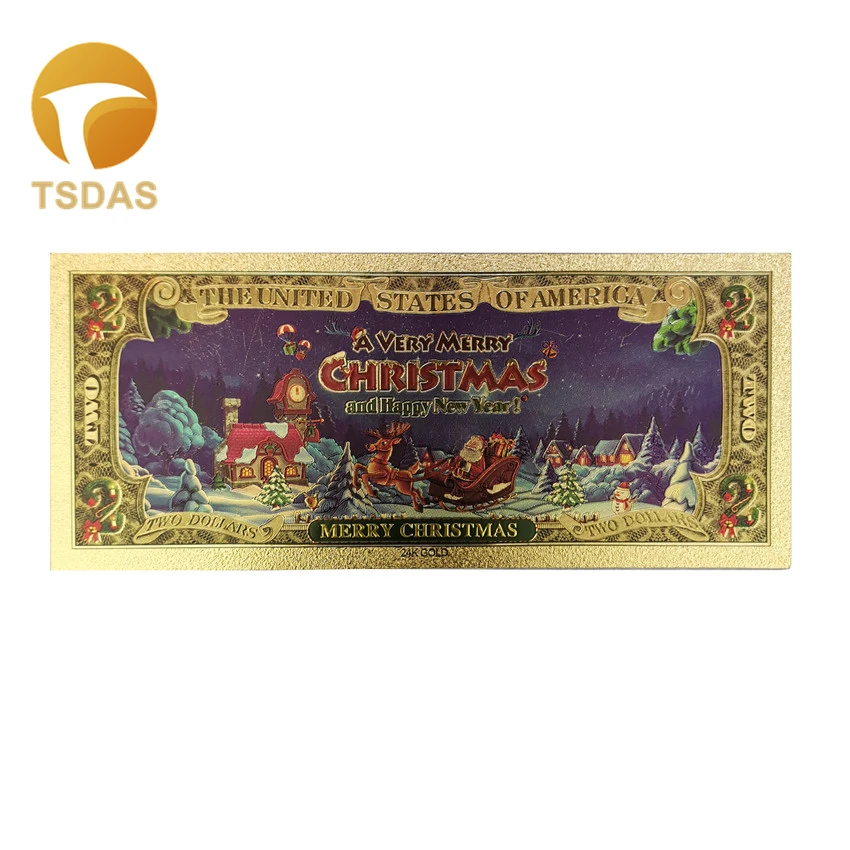 100 шт./компл. банкноты из золотой фольги с Санта-Клаусом красочные 1 доллар США