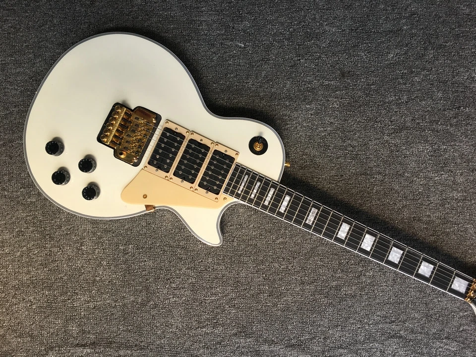 

best selling tremolo electric guitar cream white colour mahogany wood guitar 3 pickups custom guitar