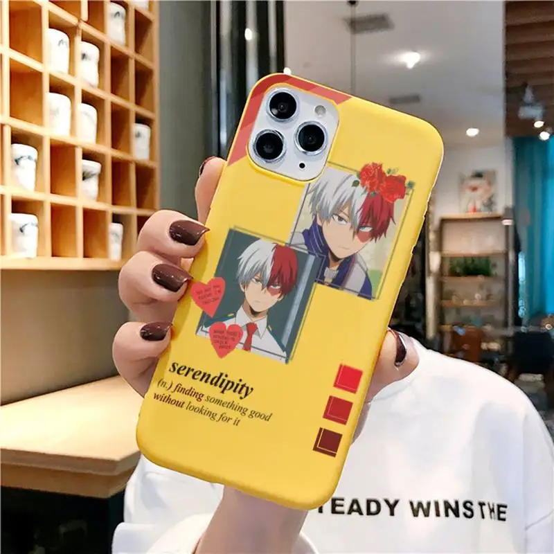 

Todoroki icons aesthetic Phone Case for iphone 11 Pro Max X XS Max XR Candy Color Soft Cover For iPhone 7 8 6 6S Plus