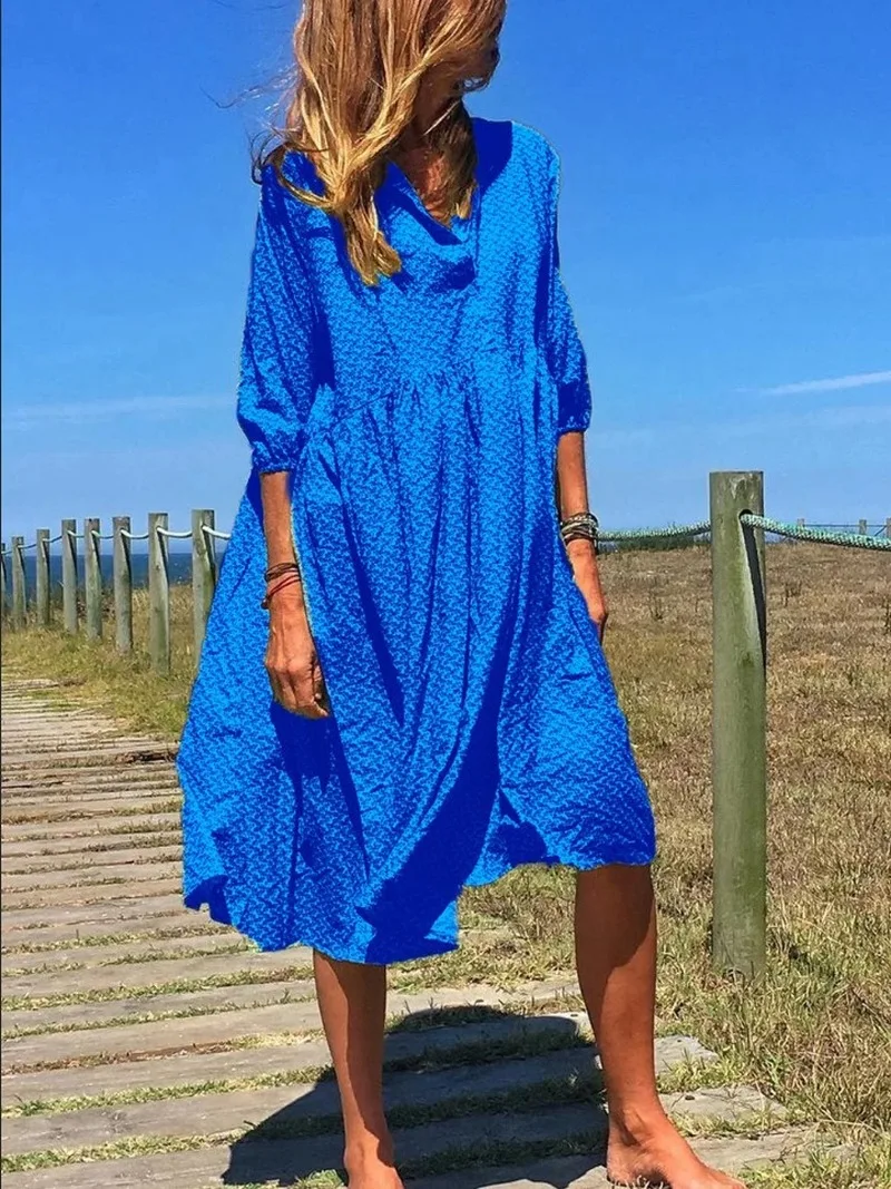 Женское платье с глубоким V-образным вырезом и оборками | Женская одежда